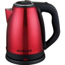 Özbience Paslanmaz Çelik Su Isıtıcı Kettle 1,8 Lt, Red Spring, Şık ve Hafif