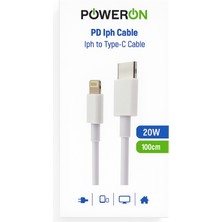 20W Type-C To Lightning Hızlı Şarj ve Data Kablosu 1 M Beyaz (Iphone Uyumlu)