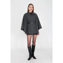 Mesga Butik Kemerli Kaşe Panço Antrasit Pt