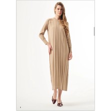 Çizgi Dokulu Nuss Elbise