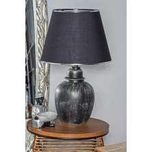 HMY Design Nuit Handmade Seramik Abajur Siyah Gümüş
