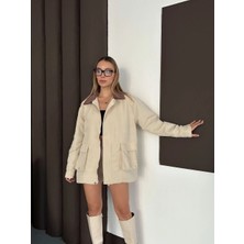 Mesga Butik Astarlı Yaka Detaylı Artos Ceket Bej ST2651019