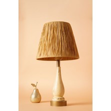 HMY Design Palmıer Handmade Ahşap Abajur Krem