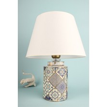 HMY Design Lent Desenli Handmade Seramik Abajur Beyaz