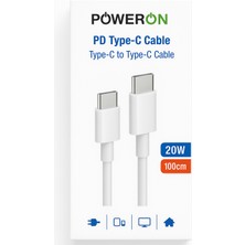 Type-C To Type-C 20W Hızlı Şarj ve Data Kablosu 1 M Beyaz