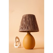 HMY Design Rond Handmade Seramik Abajur Kremit-Turuncu