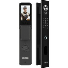 Desi Quic Q034+ Akıllı Kilit Sanal Kapı Kolu - Yüz Tanıma - Avuç Içi Damar - Parmak Izi - Tuş Takımı - Kart Okuyucu - Aktif Canlı Görüşme