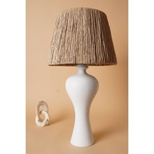 HMY Design Peut Handmade Seramik Abajur Beyaz Hasır