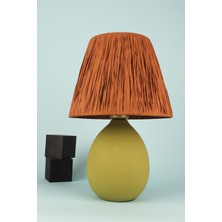 HMY Design Rond Handmade Seramik Abajur Kahverengi-Fıstık Yeşili