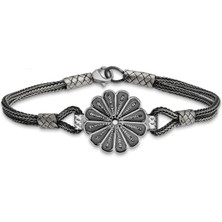 Stillove Gümüş Oksitli Papatya Kazaziye Bileklik