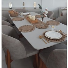 Mtg Jüt Tasarım El Emeği Doğal Jüt Kordon Halattan Hasır Renk Desenli Amerikan Servis Takımı / 6 Adet Supla / 1 Adet Runner / 1 Adet Ekmek Sepeti