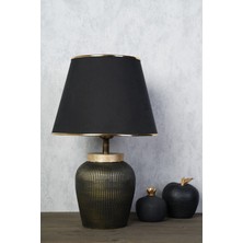 HMY Design Lıgne Handmade Seramik Abajur Siyah Gold