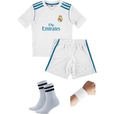Sidas Cristiano Ronaldo 2018 Beyaz Çocuk Forma Takımı 4'lü Set Çorap+Bileklik Hediyeli