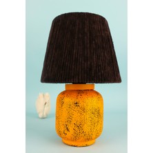 HMY Design Poussin Handmade Seramik Abajur Turuncu-Kahverengi