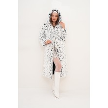 Navy Tam Boy Kapişonlu Tüylü Kaban