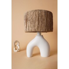 HMY Design Droite Handmade Seramik Abajur Beyaz Hasır