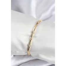 Stillove Pirinç Vıp Seri Gold Renk Parçalı Model Zirkon Taşlı Kadın Bileklik