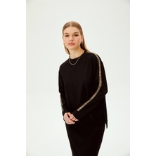 Allyco Çizgi Detaylı Oversize Sweatshirt