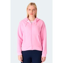 Slazenger Mılıo I Kadın Fermuarlı Kapüşonlu Cepli Ekru Sweatshırt