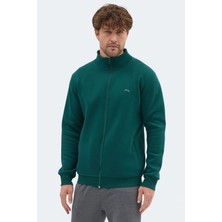 Slazenger Mendoza I Erkek Fermuarlı Dik Yaka Cepli Siyah Sweatshırt