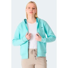 Slazenger Mılıo I Kadın Fermuarlı Kapüşonlu Cepli Ekru Sweatshırt