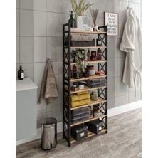 Ravilo Çok Amaçlı Dekoratif Banyo Rafı 8 Katlı Meşe