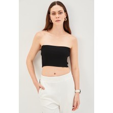 Allyco Yandan Lastikli Örme Straplez Crop