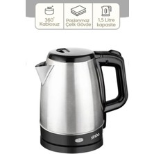 Özbience Pratik 1.7l Çelik Kettle, Gizli Rezistans, Kablosuz, Şık Tasarım