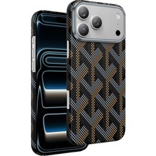 Keephone Apple iPhone 17 Pro Max Kevlar Karbon Kılıf Prague Desenli Magsafe Kapak