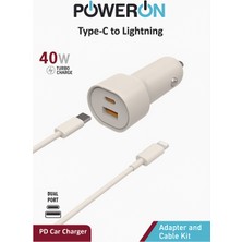 40W Çift Çıkışlı Pd Araç Şarj Cihazı + Type-C To Lightning Kablo Seti