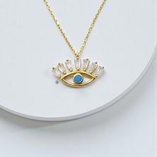 Nova Grup Nazar Boncuklu Göz Figürlü Zirkon Taşlı 14 Ayar Altın Kolye