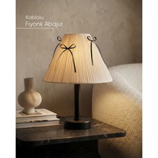 Maison Avf Krem Kadife Minimal Siyah Fiyonk Kablolu Abajur