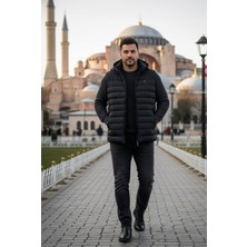 Yusgos Erkek Su Geçirmez Fermuarlı Cepli Kapüşonlu Yüksek Kaliteli Büyük