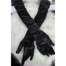 BMD Saten Uzun Eldiven - Siyah