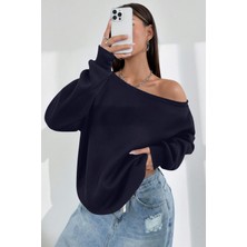 Ghassy Co. Kadın Kayık Yaka %100 Cotton 3 Iplik Şardonlu Termal Kışlık Spor Üst Model Sweatshirt