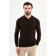 MCR Fitilli Slim Fit Polo Yaka Erkek Triko Kazak
