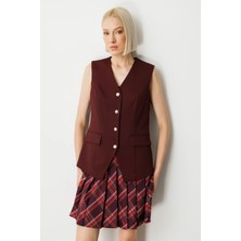 Ekol Kadın Kapak Cepli V Yaka Yelek 5037