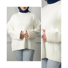 Kulvar Trend 0004 Bisiklet Yaka Oversize Triko Kazak