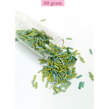 Marsilyan Uzun Boru Kesme Boncuk Çap 2mm Uzunluk 10 mm - 60 Gram - Yeşil Mavi - BNC289