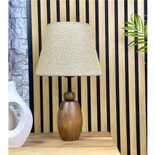 Decodelight Ahşap Ceviz Renk Elips Ayaklı Hazeran Pileli Hasır Şapkalı Abajur Masa Lambası Modelleri