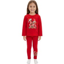 Crassi Kız Çocuk Taytlı Takım Noellik Baskılı Şardonlu Kışlık