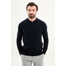 MCR Fitilli Slim Fit Polo Yaka Erkek Triko Kazak