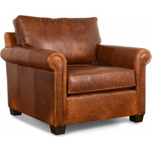 Hanel Mobilya Lexton Berjer Kahve Hakiki Deri