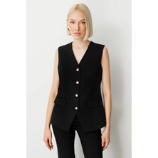 Ekol Kadın Kapak Cepli V Yaka Yelek 5037