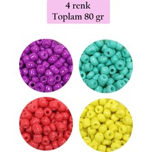 Marsilyan Dökme Cam Kum Boncuk Büyük Boy (6/0) 4 mm - 4 Renk - Toplam 80 Gram - BNC411