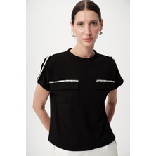 Allyco Şerit Detaylı Cepli Örme Tişört