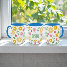 Alpşan Ticaret Isme Özel Çiçekli Kupa Bardak Kişiye Özel Hediyelik Kupa Bardak