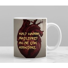 Sartre Art "kalp Hanım" Tasarımlı Hediyelik Porselen Kupa Bardak