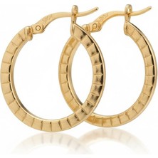 ÇGK KUYUMCULUK  1.8 cm 8 Ayar Kare Desenli Halka Altın Küpe CGKKP0243