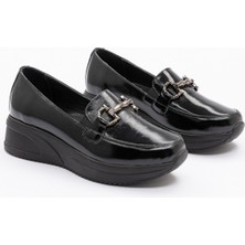 2130 Kadın Siyah Rugantokalı Loafer Ayakkabı